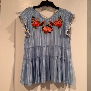 Striped and Floral Blouse